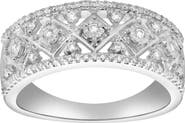 LuvMyJewelry Xeno 14K Gold Round Diamond Studded Textured Band Ring - 0.24cts