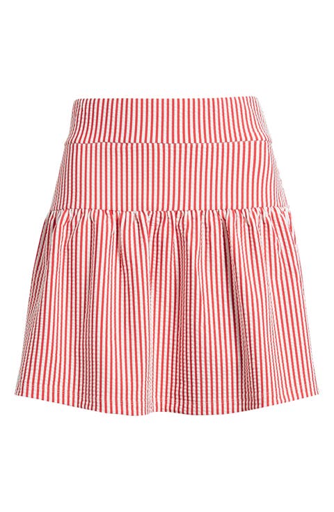 Flare Seersucker Miniskirt