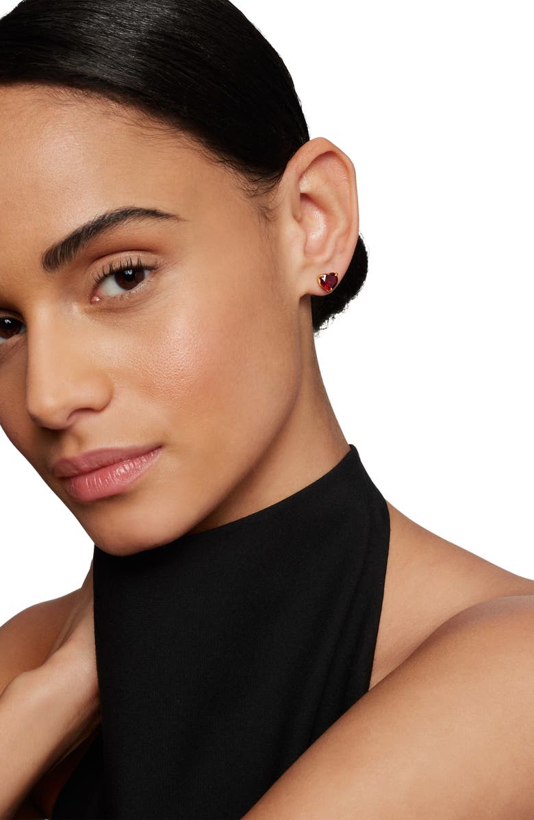 David Yurman Heart Stud Earrings in 18K Yellow Gold with Garnet, Alternate, color, Gold