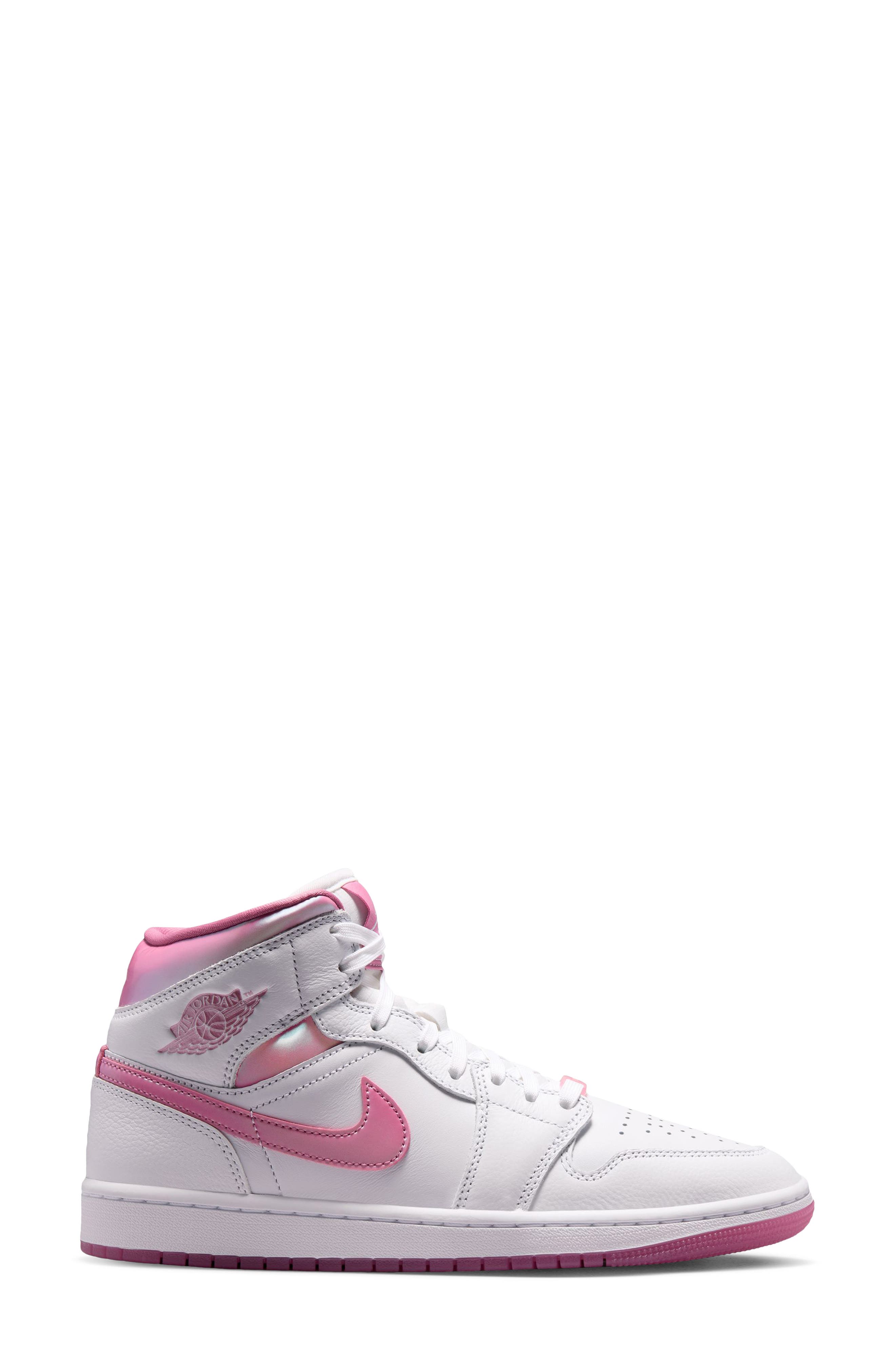 Air Jordan 1 Mid SE Basketball Sneaker, Alternate, color, WHITE/ DESERT BERRY