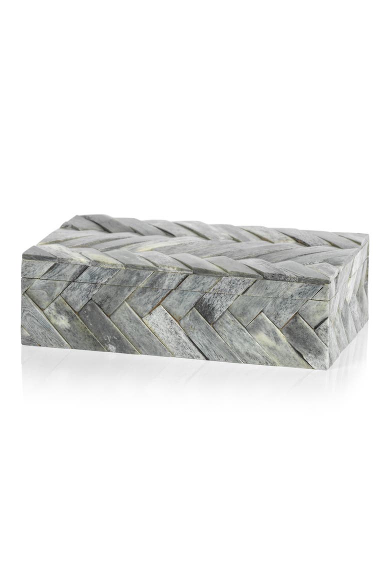 Bengkulu Herringbone Bone Decorative Box, Main, color, GRAY