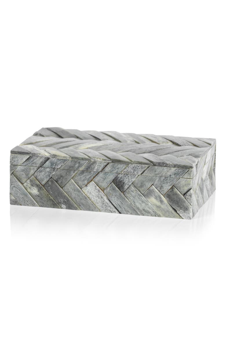 Zodax Bengkulu Herringbone Bone Decorative Box, Main, color, Gray