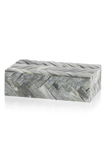 Zodax Bengkulu Herringbone Bone Decorative Box In Gray