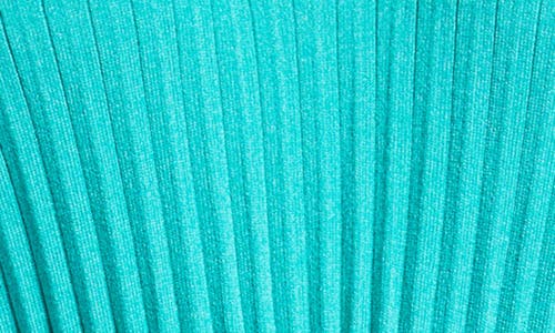Shop Ming Wang X Tanya Foster Pleated Rib Fit & Flare Dress In Emerald Awe