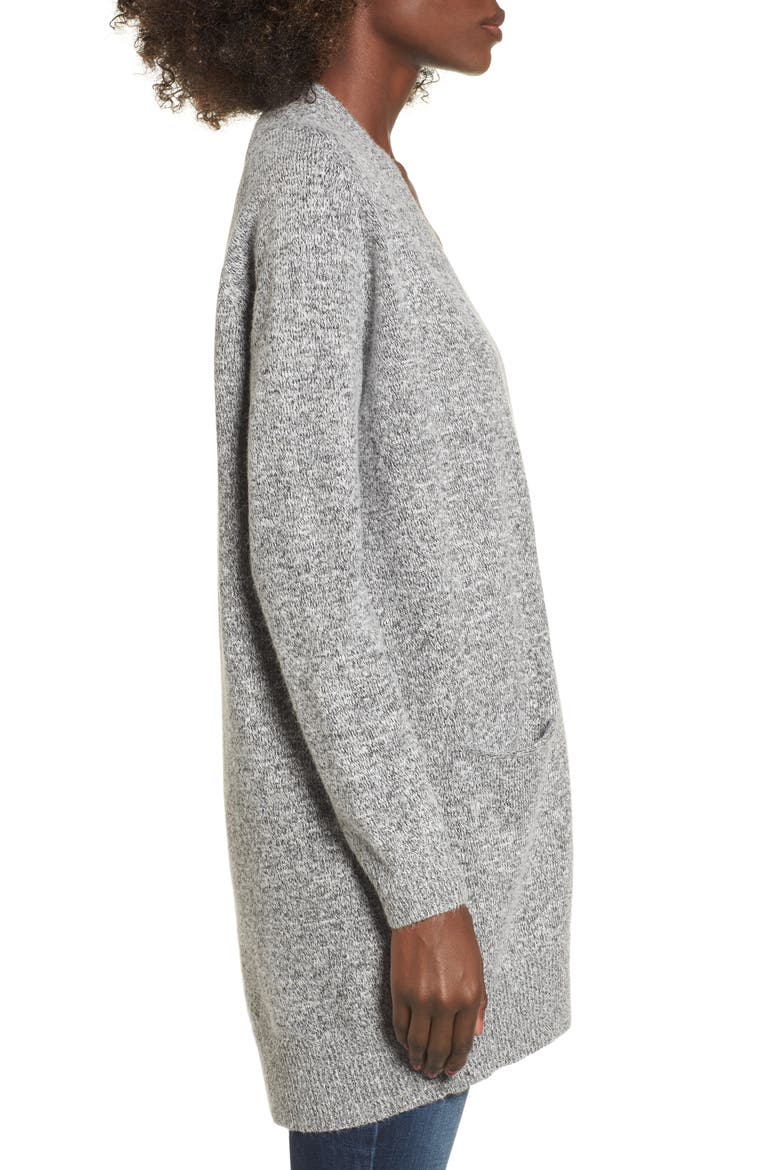 Cozy Open Cardigan, Alternate, color, BLACK/WHITE