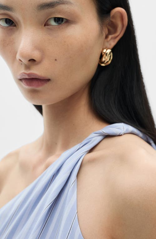 Shop Mango One-shoulder Midi Dress In Blue