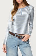 EDIKTED Roma Stripe Rib Henley Top