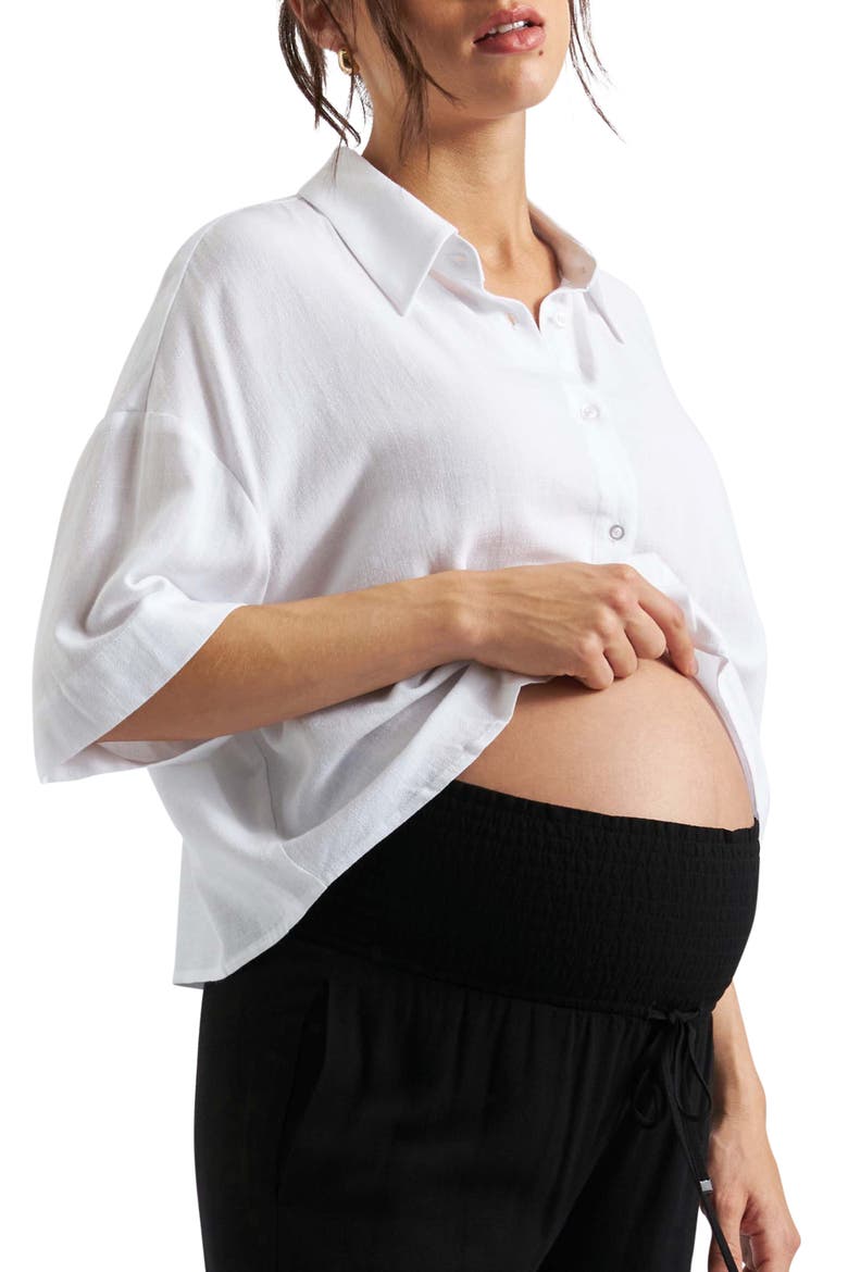 Farrah Crop Shirt, Alternate, color, WHITE