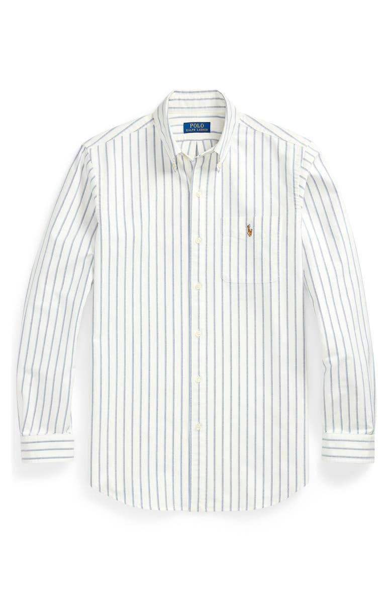 Polo Ralph Lauren Classic Fit Stripe Cotton Button-Down Oxford Shirt, Alternate, color, 6832E White Blue Multi