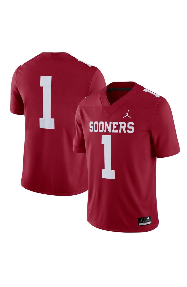 Jordan Brand Men's Jordan Brand Crimson Oklahoma Sooners #1 Home Game Jersey, Main, color,