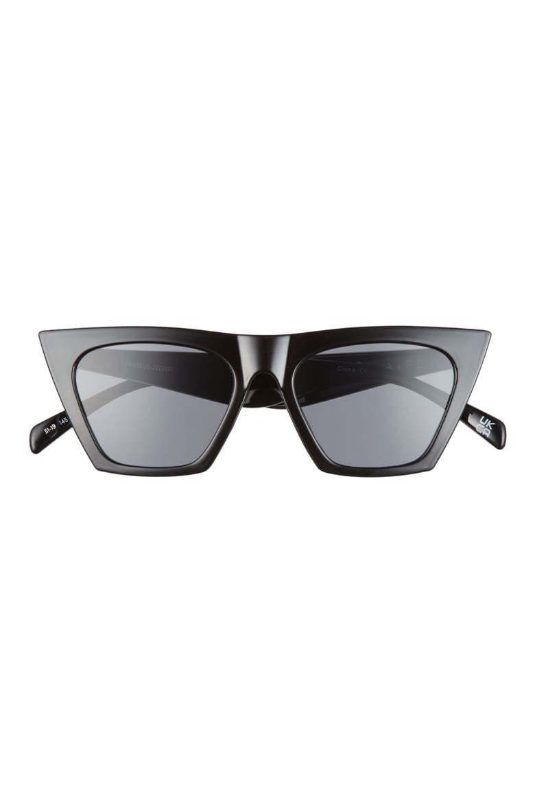 Perseus 51mm Cat Eye Sunglasses, Main, color, BLACK