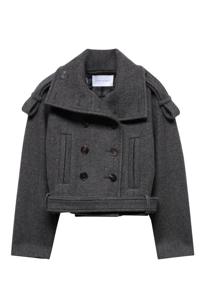 Double Breasted High Neck Wool Blend Jacket, Alternate, color, WOOL BLEND GUNM