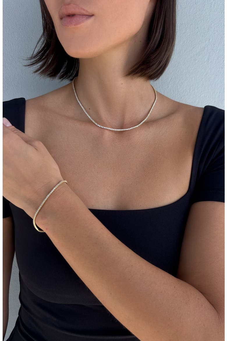 Cubic Zirconia Tennis Necklace & Bracelet Set, Alternate, color, GOLD