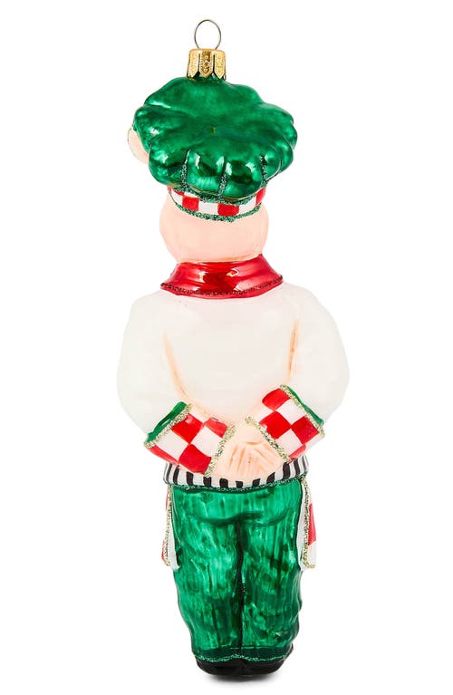 Mackenzie-childs Mackenzie Childs Check It Out Chef Pig Glass Ornament In Multi