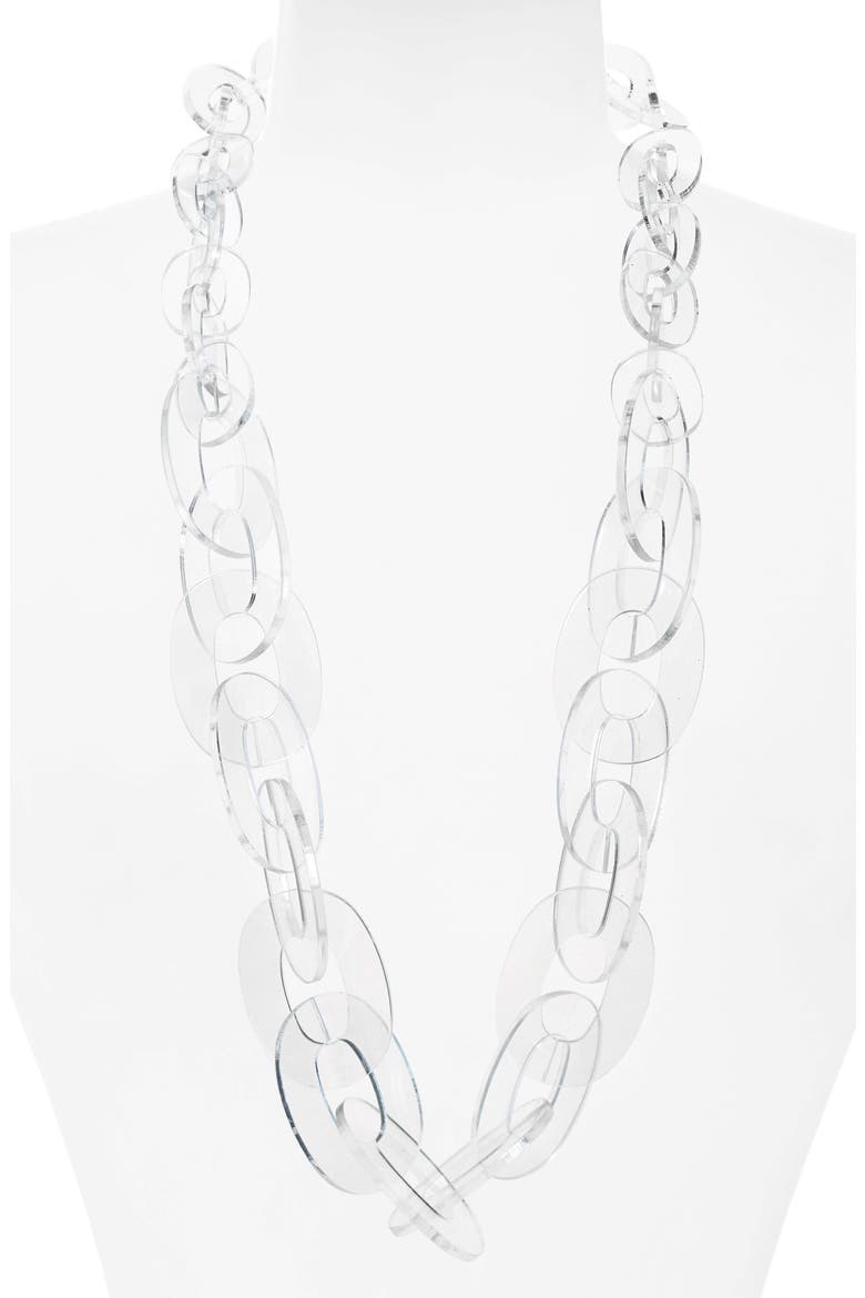 Tasha Resin Link Necklace, Main, color, CLEAR