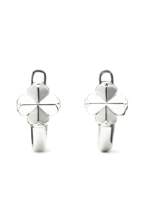 spade flower huggie hoop earrings