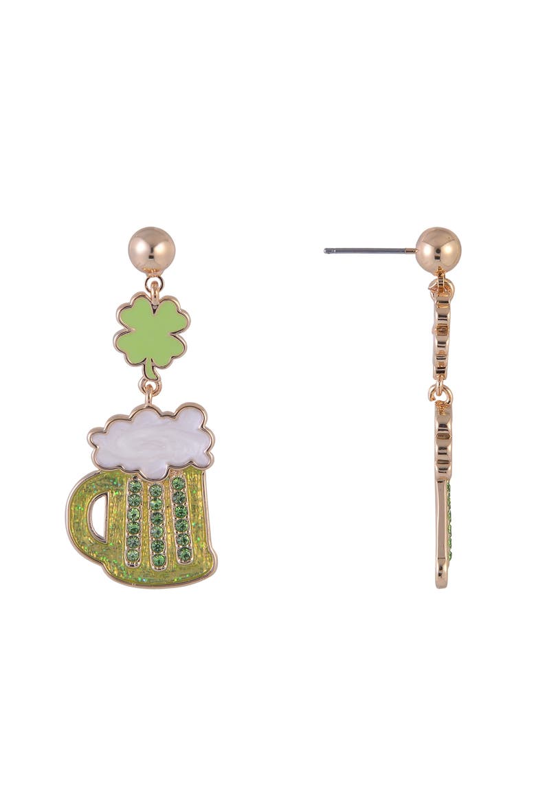 Beer Mug Earrings, Alternate, color, Green