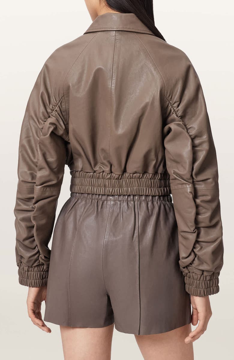 AllSaints Anouk Leather Crop Bomber Jacket, Alternate, color, 