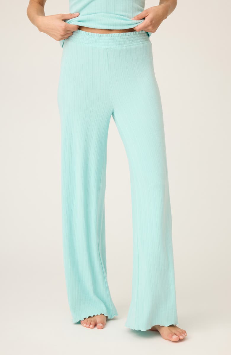 PJ Salvage Pointelle Pajama Pants, Main, color, Light Mint