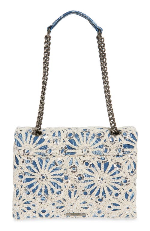 Kurt Geiger London Large Kensington Sequin Crochet Shoulder Bag In Blue