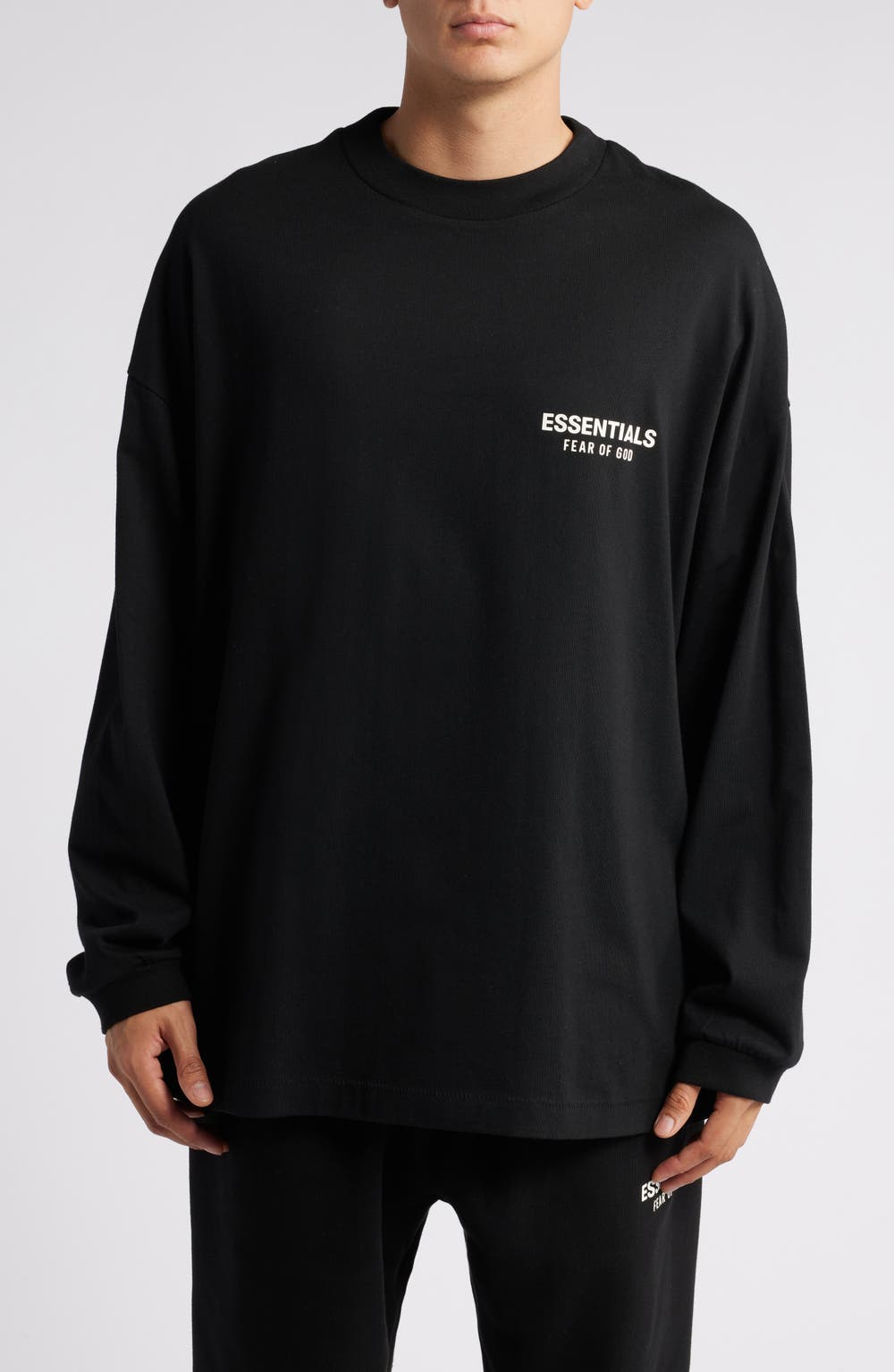 Long Sleeve Cotton Jersey Graphic T-Shirt, color, BLACK