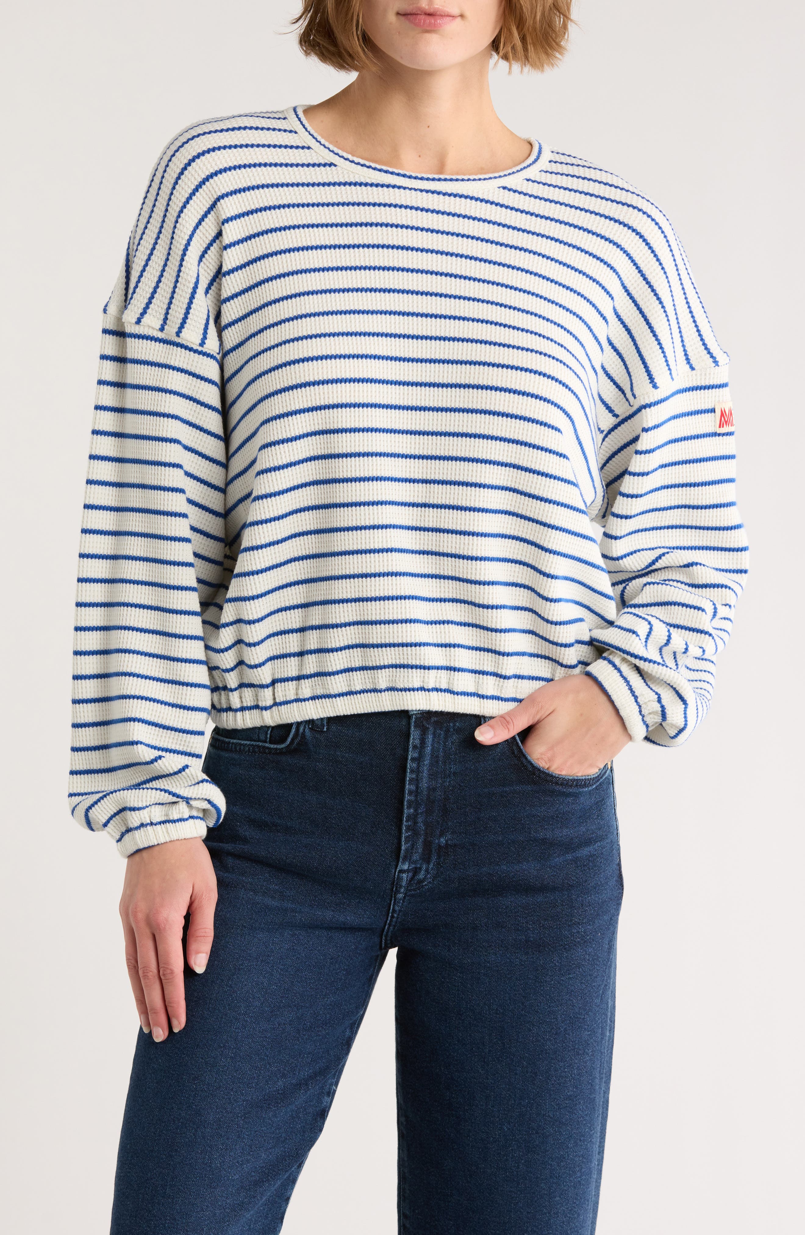 MOTHER Stripe Waffle Stitch Top