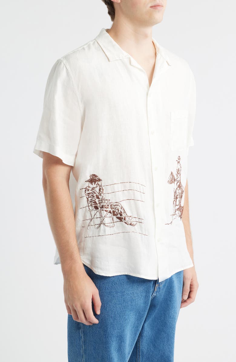 ONE OF THESE DAYS Remember Me Linen Camp Shirt, Alternate, color, Ivory