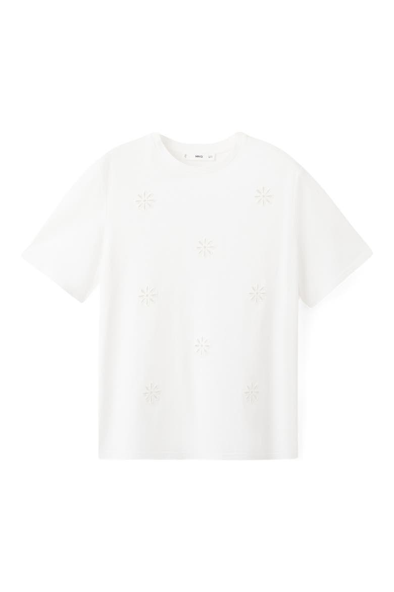Floral Embroidered Cotton Tee, Alternate, color, WHITE