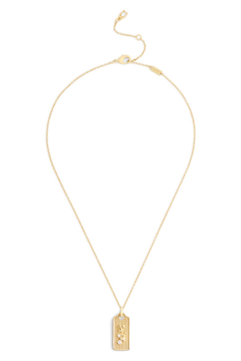 Textured Hangtag Pendant Necklace, Main, color, GOLD