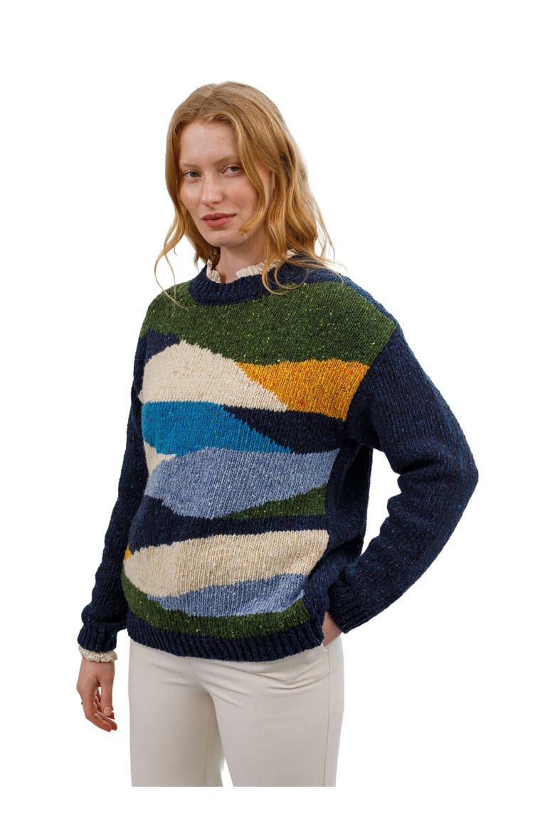 Donegal Scenic Sweater, Main, color, NAVY MULTI
