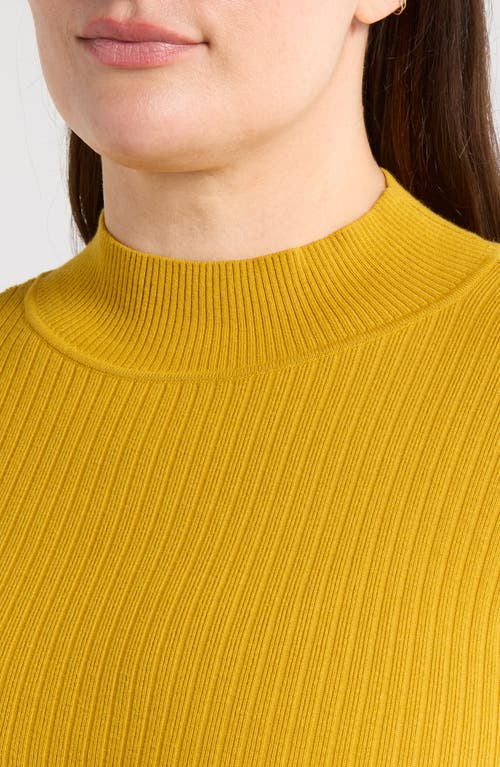 Jones New York Sutton Mock Neck Long Sleeve Cotton Blend Sweater In Gold