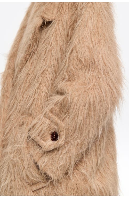 Bimba Y Lola Fur Tailored Coat In Brown