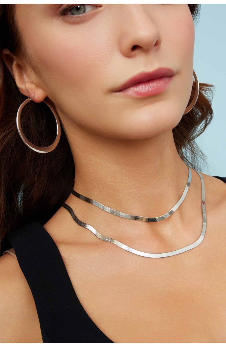 Oradina Mirage Herringbone Necklace in Sterling Silver, Alternate, color, Silver