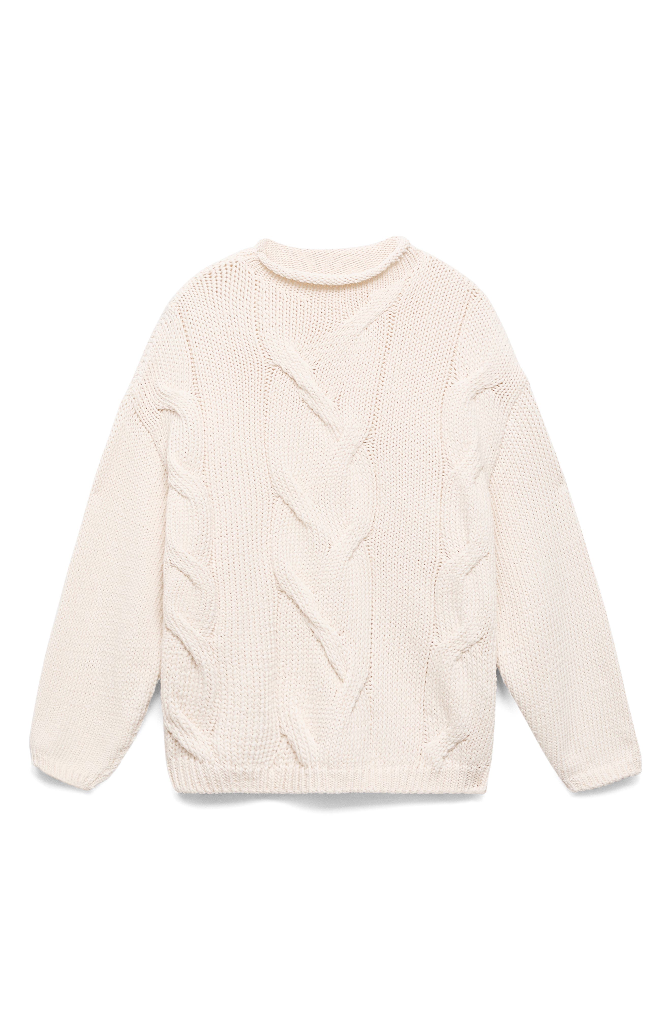 MANGO Trenzas Cable Roll Neck Sweater