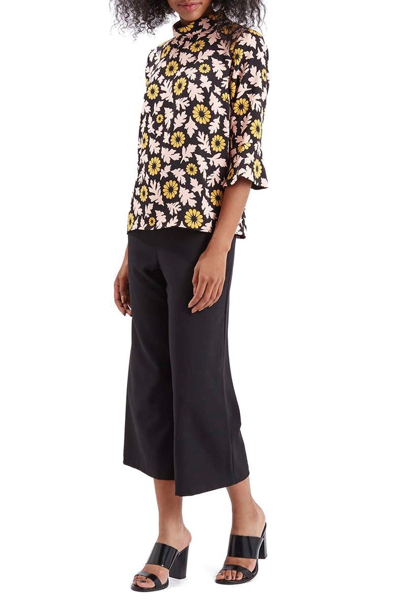 Topshop Floral Print Mock Neck Top, Alternate, color,