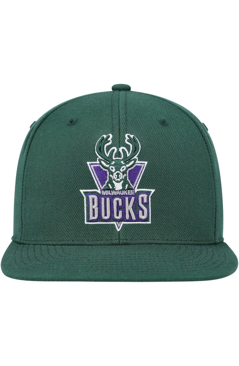 Mitchell & Ness Men's Mitchell & Ness Hunter Green Milwaukee Bucks Hardwood Classics MVP Team Ground 2.0 Fitted Hat, Alternate, color, 