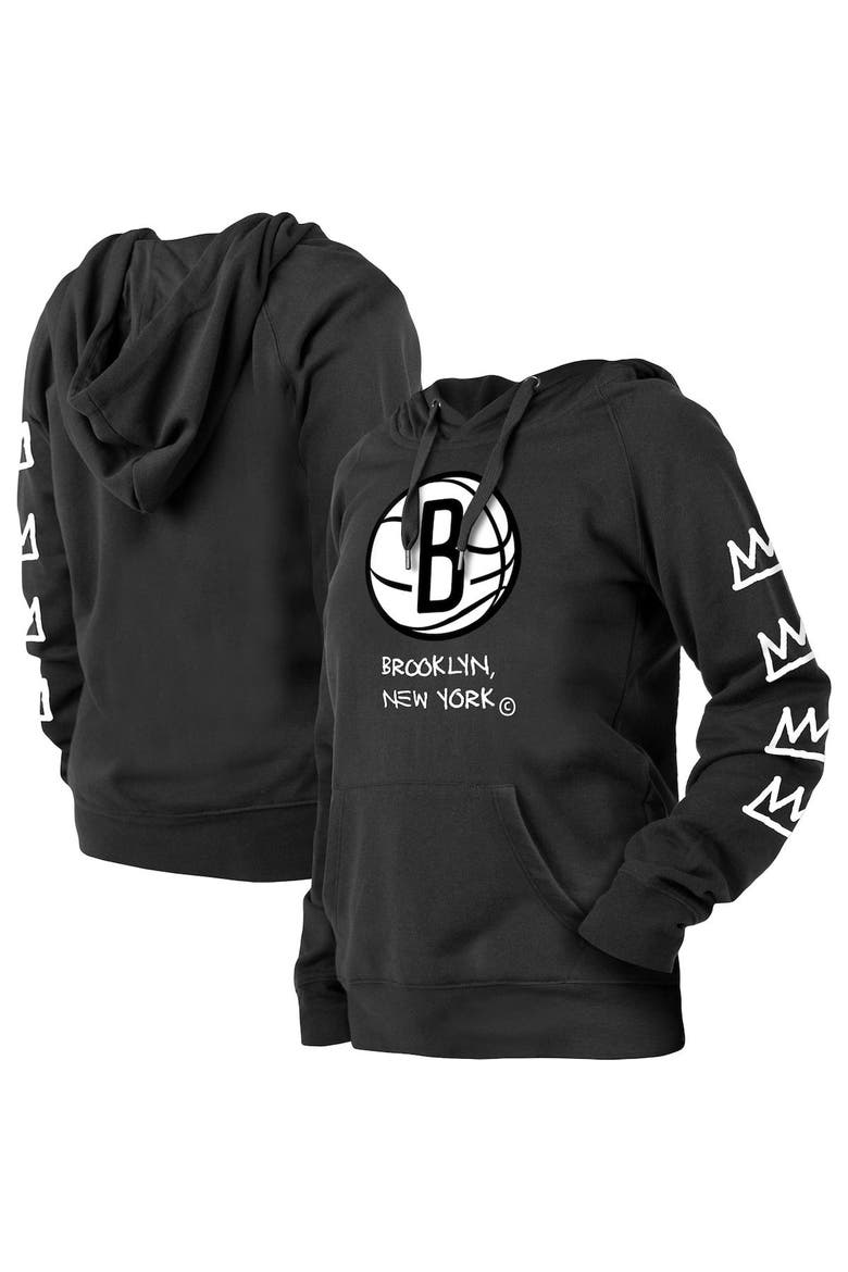 Women's New Era Black Brooklyn Nets 2022/23 City Edition Raglan Pullover Hoodie, Main, color, Black