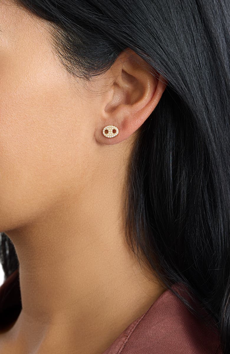 ATHRA LUXE Modern Muse Faux Pearl Mariner Stud Earrings, Alternate, color, 