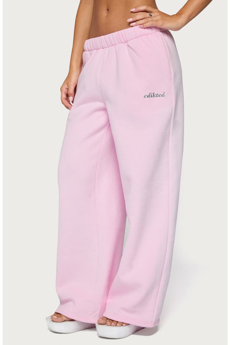Diva Logo Low Rise Wide Leg Sweatpants, Alternate, color, LIGHT-PINK
