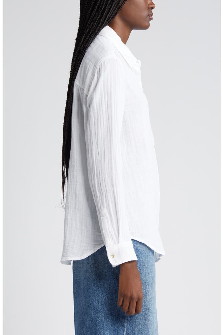 Ellis Cotton Gauze Button-Up Shirt, Alternate, color, WHITE