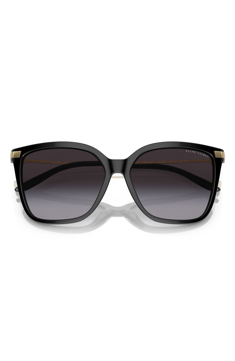 Ralph Lauren The Jacquie 57mm Gradient Irregular Sunglasses, Alternate, color, Shiny Black / Gradient Grey