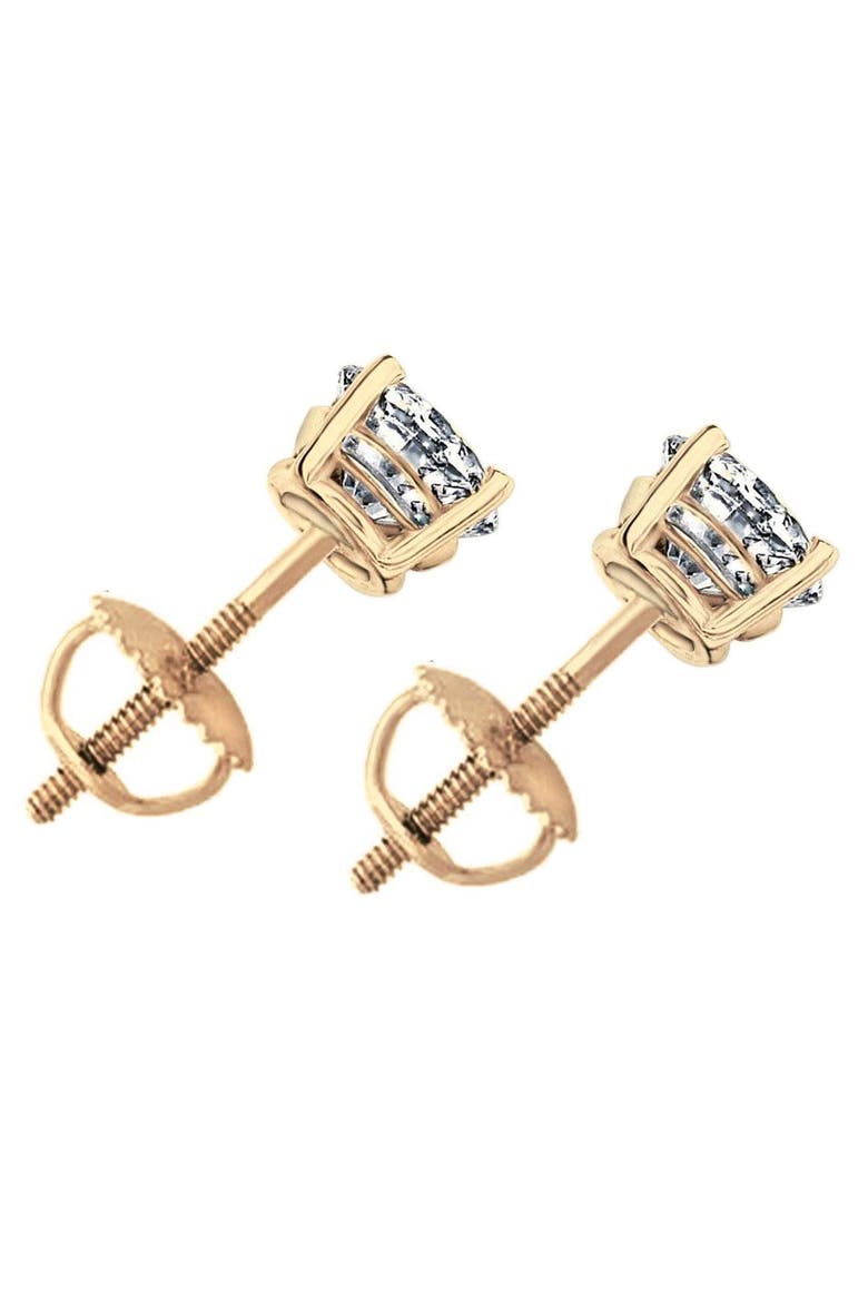 Certified 2Ct TW Diamond Studs Screw Back 14k Gold Lab Grown, Alternate, color, 14k Yellow Gold