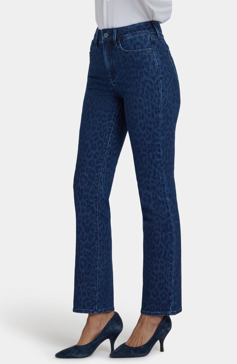 NYDJ Marilyn High Waist Straight Leg Jeans, Alternate, color, Dark Denim Leopard Print