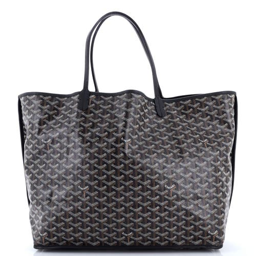 Pre-owned Goyard  Goyard Anjou Reversible Tote Coated Canvas Gm In Black