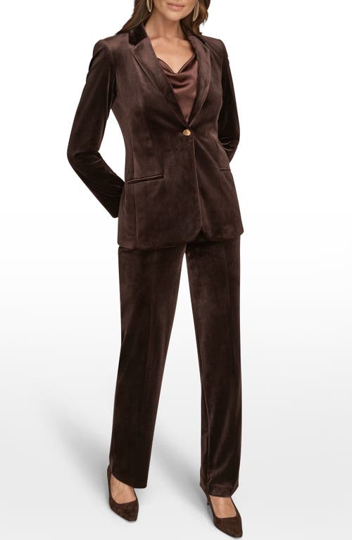 Donna Karan New York One-button Velvet Jacket In Brown