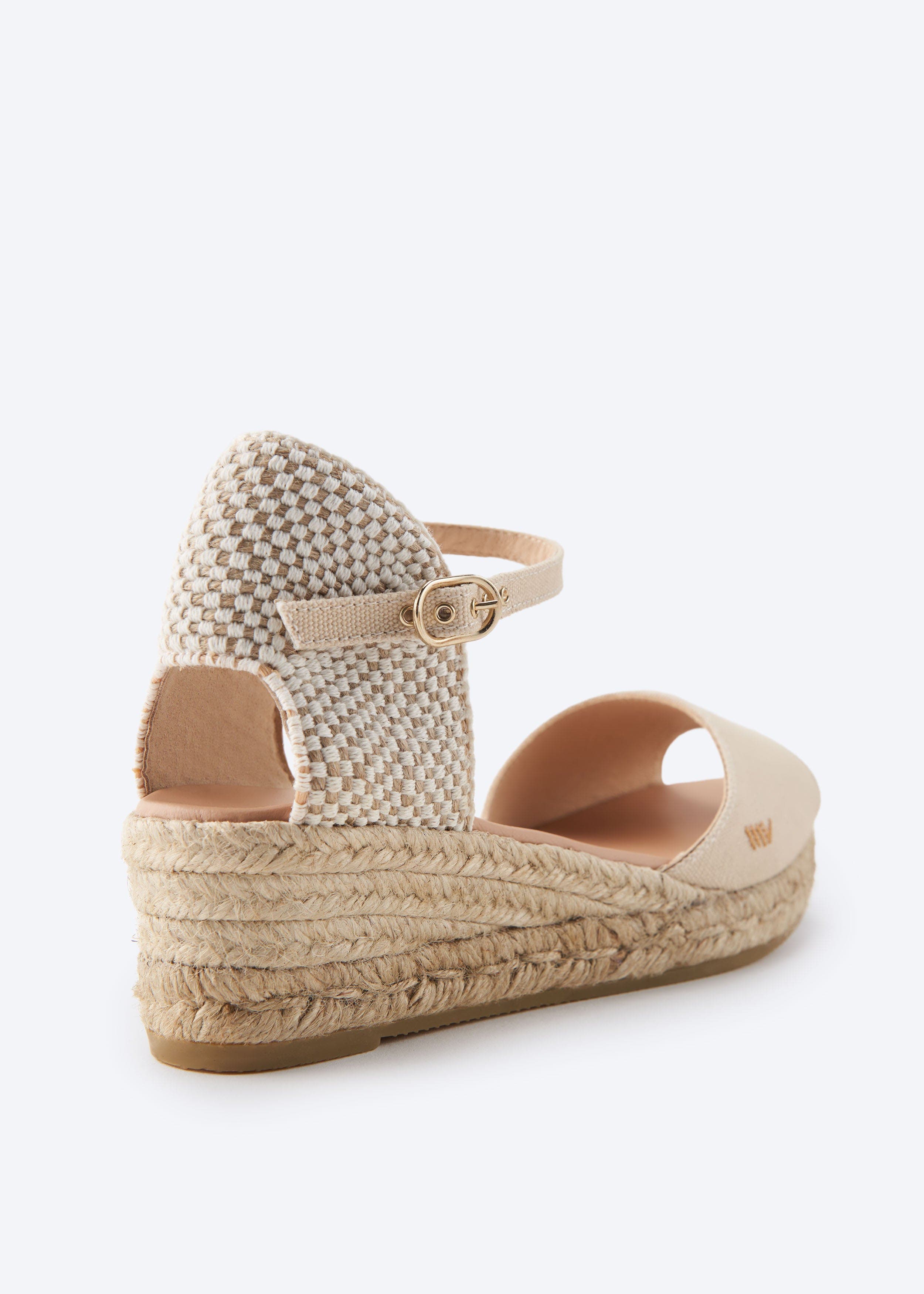 VISCATA Cavall Canvas Espadrille Sandal Wedges, Alternate, color, Beige
