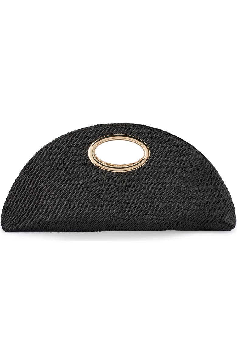 Olga Berg Geena Straw Clutch, Main, color, Black