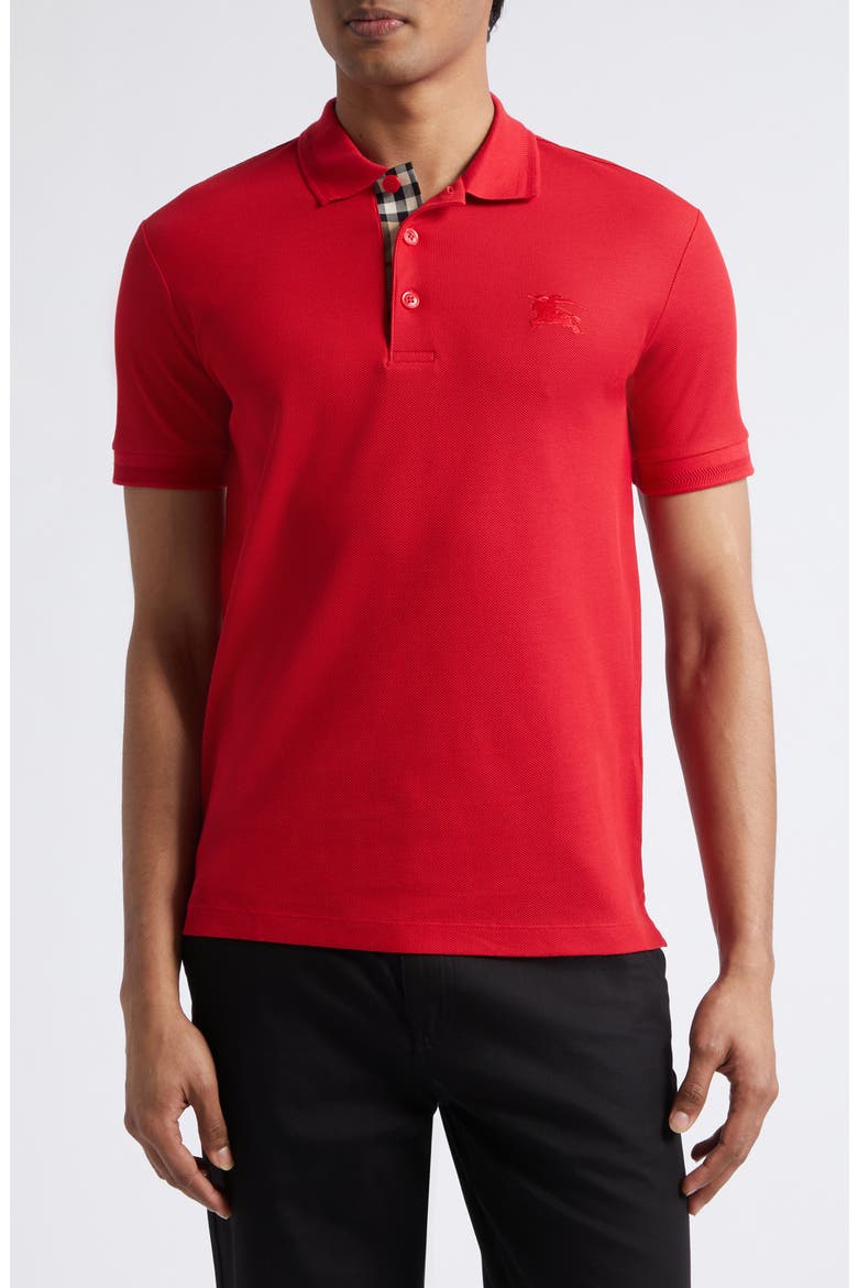 Eddie Equestrian Knight Design Cotton Piqué Polo, Main, color, CURRANT RED