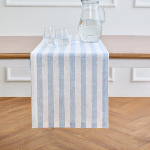 Linen Table Runner for Dining Table, Holiday and Everyday Table Decor - Sorrento Stripe