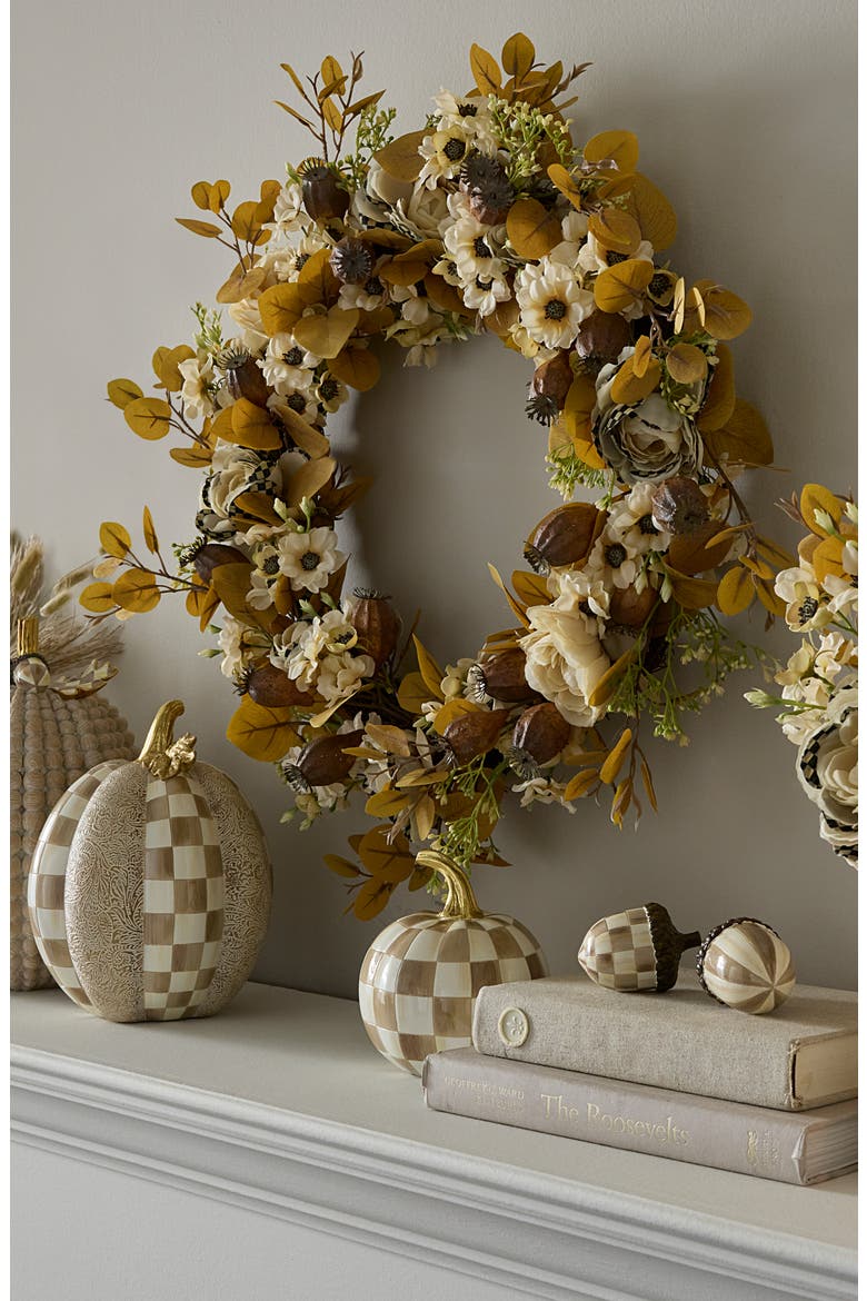 Café Floral Wreath, Alternate, color, ORANGE